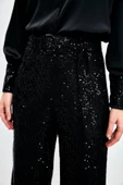 Kemerli Payet Pantolon - SİYAH - 4