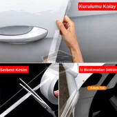 Üniversal Araç İçi Şeffaf Kapı Eşik Bandı Arka Tampon Eşiği Koruma Folyosu Orijinal Hava Kanallı Yapışkanlı İthal Çok Amaçlı Tampon Koruma 5 Metre - 10