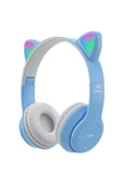 Genel Markalar Kedi Kulaklı Işıklı Mikrofonlu Kablosuz Bluetooth Kedili Çocuk Kulaklık P47m Rgb Cat Kulaklık - 1