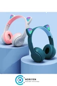 Genel Markalar Kedi Kulaklı Işıklı Mikrofonlu Kablosuz Bluetooth Kedili Çocuk Kulaklık P47m Rgb Cat Kulaklık - 2