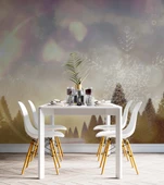 Çam Ağacı ve Kar Kristali Kış Manzaralı Duvar Kağıdı Baskı thumbnail 5