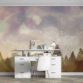 Çam Ağacı ve Kar Kristali Kış Manzaralı Duvar Kağıdı Baskı thumbnail 4