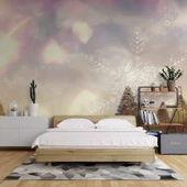 Çam Ağacı ve Kar Kristali Kış Manzaralı Duvar Kağıdı Baskı thumbnail 2