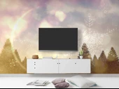 Çam Ağacı ve Kar Kristali Kış Manzaralı Duvar Kağıdı Baskı thumbnail 3