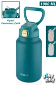 Vagonlife DILLER 1000ml Pipetli Taşıma Kulplu Çelik Matara 6 saat sıcak/soğuk tutma süresi 4 farklı renk - 2