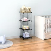 Dekoratif Tel Kafes Tasarımlı 3 Bölmeli Raf - Çok Amaçlı Tel Dolap - 1