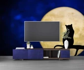 Kedi ve Ay Temalı Duvar Kağıdı Baskı thumbnail 3