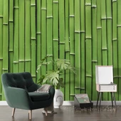 3 Boyutlu Yeşil Bambu Temalı Duvar Kağıdı thumbnail 6