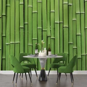 3 Boyutlu Yeşil Bambu Temalı Duvar Kağıdı thumbnail 5