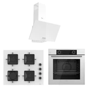 Ferre Beyaz Cam Ankastre Set D087 - SS206 Kare - XE61CB - 1