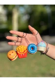 Pofuduk Anahtarlık Donut - Hamburger - Patates - Kek Anahtarlık Dörtlü 4'lü Set - 3