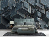 3 Boyutlu Yeşil Küp Temalı Duvar Kağıdı thumbnail 2