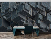 3 Boyutlu Yeşil Küp Temalı Duvar Kağıdı thumbnail 4