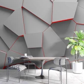 3 Boyutlu Geometrik Kabartma Görünümlü Duvar Kağıdı - 5