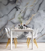 3 Boyutlu Siyah Beyaz Mermer Temalı Duvar Kağıdı thumbnail 5