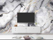 3 Boyutlu Siyah Beyaz Mermer Temalı Duvar Kağıdı thumbnail 3