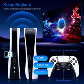 HD Çıkış Retro Klasik Oyun Konsolu Kablosuz Denetleyici Oyun İstasyonu PS5 tarzı 3D 4K 128 GB Hediye - 3