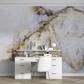 3 Boyutlu Beyaz Mermer Görünümlü Duvar Kağıdı thumbnail 4