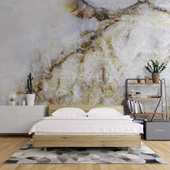 3 Boyutlu Beyaz Mermer Görünümlü Duvar Kağıdı thumbnail 2