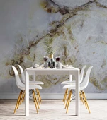 3 Boyutlu Beyaz Mermer Görünümlü Duvar Kağıdı thumbnail 5