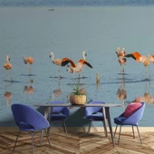 Deniz ve Flamingo Temalı Duvar Kağıdı - 5