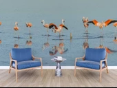 Deniz ve Flamingo Temalı Duvar Kağıdı - 6
