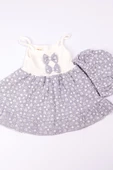 KIZ BEBEK ELBİSE KALP BASKILI FİYONKLU B12 - 1