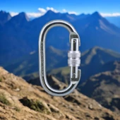 Oval Karabina Kilitli 10 mm Kanca Paslanmaz Çelik Kilit Tırmanma Kamp Ekipman Tırmanış İp Askı Kilid thumbnail 3