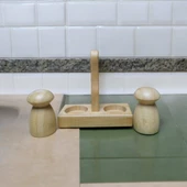 Şık Bambu Tuzluk Biberlik Seti Standlı - 2