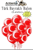 Türk Bayraklı Balon 100 Adet Ay Yıldızlı Balon Süsleme 29 Ekim 23 Nisan Kırmızı Beyaz Balon Bayrak Balon Bayram - 1