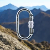 5 Adet Oval Karabina Kilitli 10 mm Kanca Paslanmaz Çelik Kilit Tırmanma Kamp Ekipman Tırmanış Askı - 8