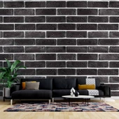3 Boyutlu Siyah Tuğla Desenli Duvar Kağıdı - 1