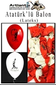 Atatüklü Balon 100 Adet Ata Balon Süsleme 29 Ekim 23 Nisan Kırmızı Beyaz Balon Bayrak Balon Bayram - 3