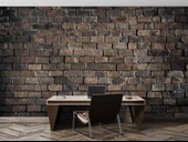 3 Boyutlu Koyu Kahverengi Tuğla Duvar Temalı Duvar Kağıdı thumbnail 4