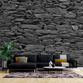 3 Boyutlu Siyah Kesme Taş Temalı Duvar Kağıdı thumbnail 1