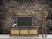 3 Boyutlu Koyu Kahverengi Tuğla Duvar Temalı Duvar Kağıdı thumbnail 3