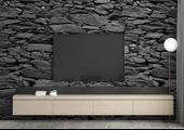 3 Boyutlu Siyah Kesme Taş Temalı Duvar Kağıdı thumbnail 3