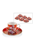 Botanica Red Porselen 12 Parça 6 Kişilik Kahve Fincan Takımı - 1