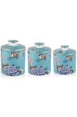 Floral Blue 3 lü Porselen Baharatlık Baharat Takımı Kavanoz - 1
