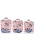 Floral Pink 3 lü Porselen Baharatlık Baharat Takımı Kavanoz - 1