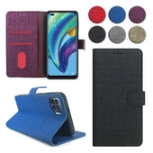 Oppo Reno4 Lite Kılıf FitCase Fabric Kapaklı Cüzdanlı - 1
