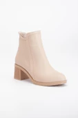 Kadın Topuklu Bot Nude Yüzüdüz Oval Burun Yan Parçalı thumbnail 4
