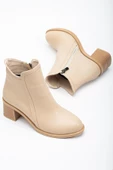 Kadın Topuklu Bot Nude Yüzüdüz Oval Burun Yan Parçalı thumbnail 1