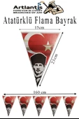 Bayrak Ve Atatürklü Flama 2 Adet Ay Yıldız Bayraklı Atalı Flama Süsleme 29 Ekim 23 Nisan Üçgen Kağıt Flama Okul Sınıf Süsü - 2