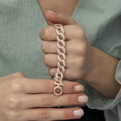 925 Ayar Gümüş Rose Taşlı Gurmet Bileklik - 2