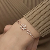 925 Ayar Gümüş Rose Yonca Bileklik - 3