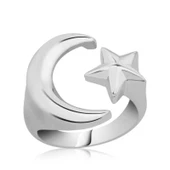 925 Ayar Gümüş Ay Yıldız Yüzük - 1