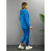 Lucky Life Kadın Uzun Kol V Yaka Kapüşon Detay Sweat Ve Yüksel Bel Eşofman Ikili Takım - 9