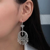 Gümüş Çember Telkari Sallantılı Kadın Küpe - 3
