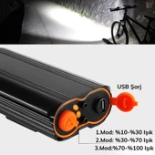 Şarj Göstergeli Uzun Menzil Su Geçirmez Led Bisiklet Feneri 1600 Lumen - 4
